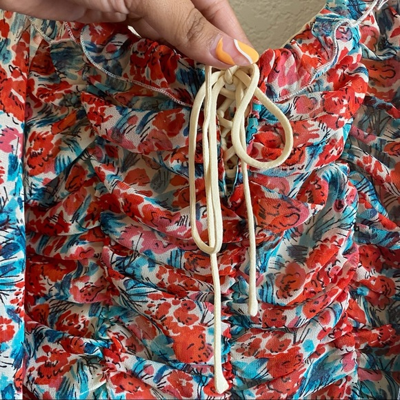 NWT Free People Mabel Print Top Small Pink - Picture 6 of 10